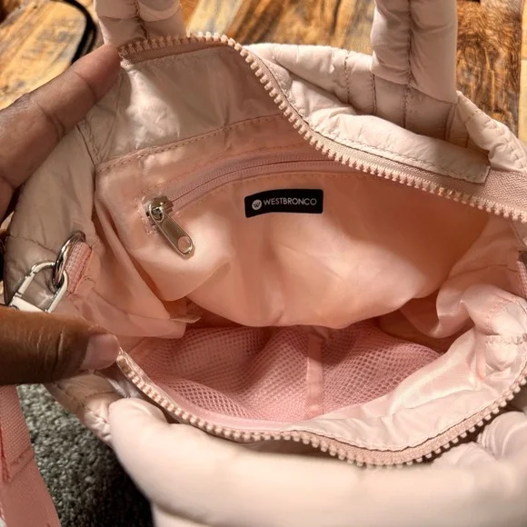 WESTBRONCO Quilted‎ Padded Shoulder Bag Blush Pink Crossbody Handbag Purse - Picture 5 of 6